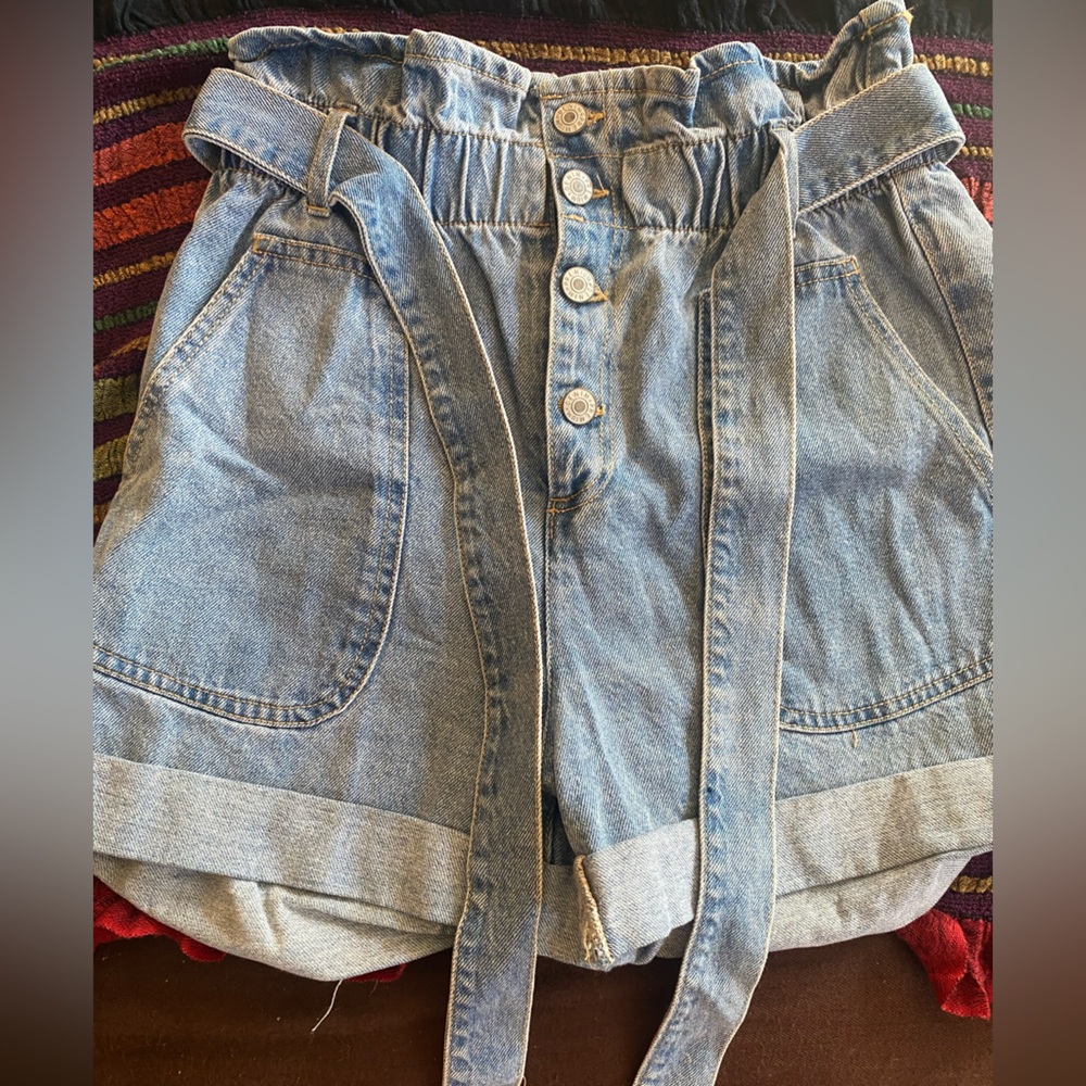 Love Tree Light Blue Denim Women's Overalls High Waisted Shorts